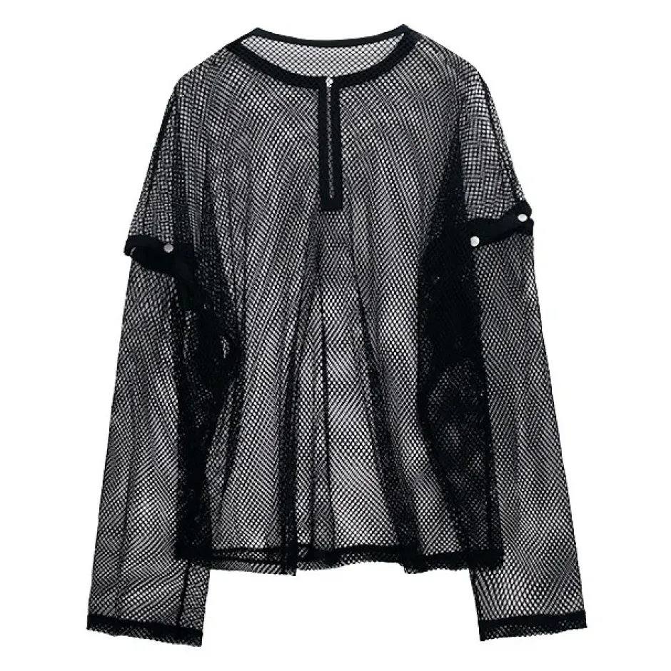 LISTEN FLAVOR Mesh 2-Way Pullover Hot