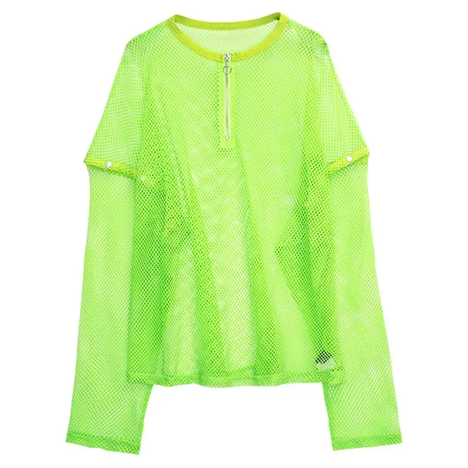 LISTEN FLAVOR Mesh 2-Way Pullover Hot