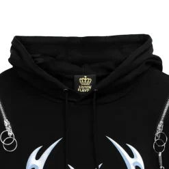 Jackets & Hoodies>LISTEN FLAVOR Metal Heart Shoulder Zip Chain Short Sleeve Hoodie