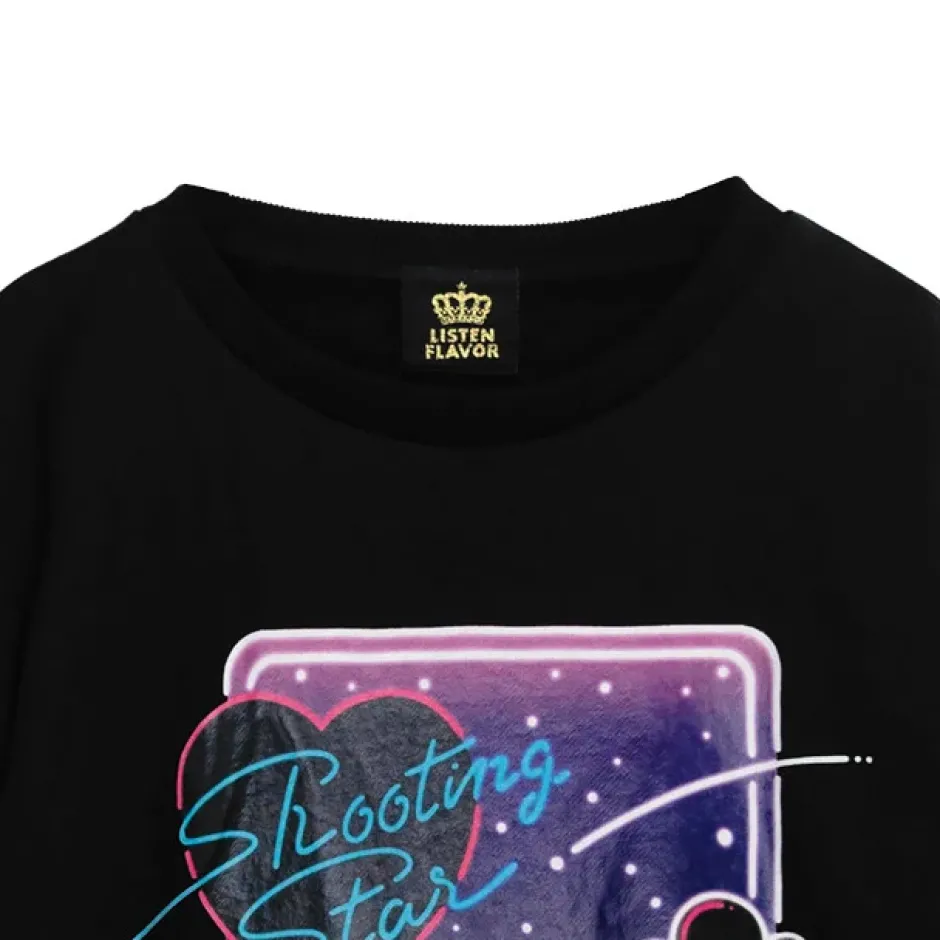 Jackets & Hoodies>LISTEN FLAVOR Moonlit Night Black Cat Lace-Up Pullover