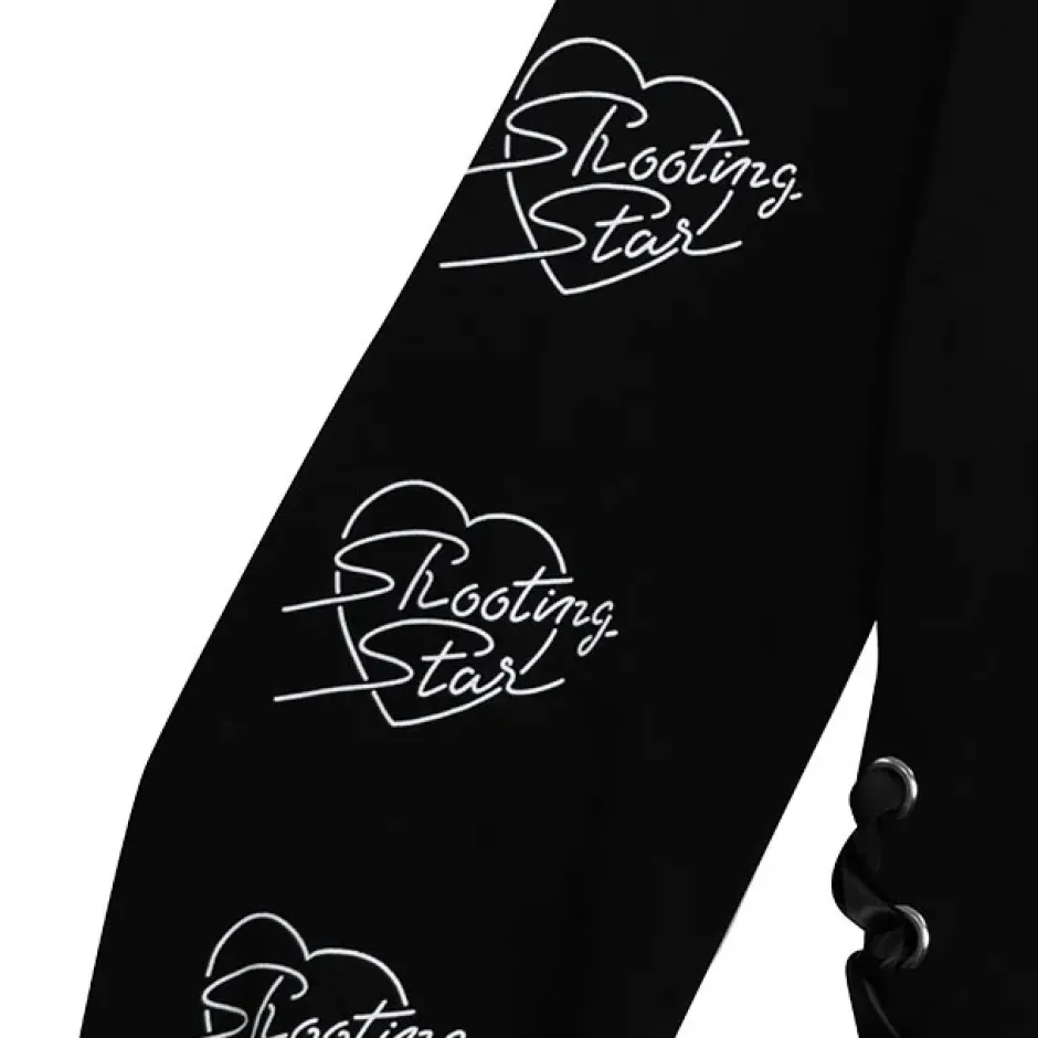 Jackets & Hoodies>LISTEN FLAVOR Moonlit Night Black Cat Lace-Up Pullover