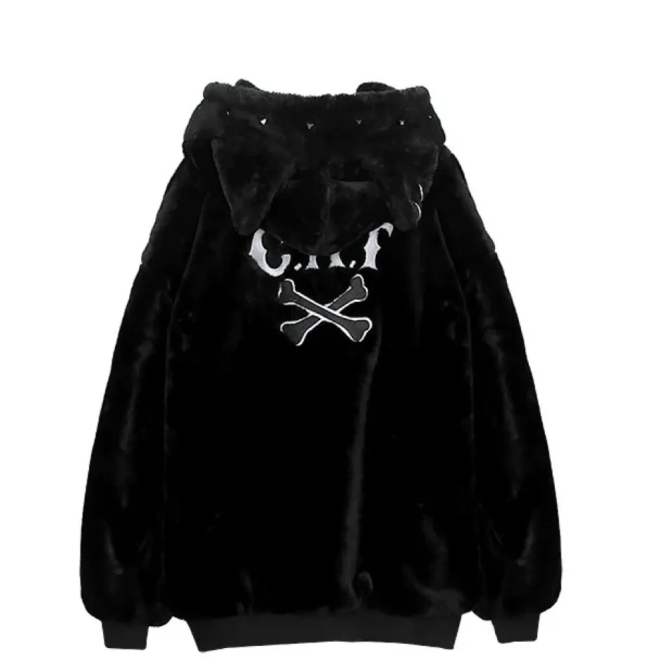 LISTEN FLAVOR Nekomimi Skull Cat Fur Blouson Online