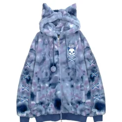 LISTEN FLAVOR Nekomimi Skull Cat Fur Blouson Online