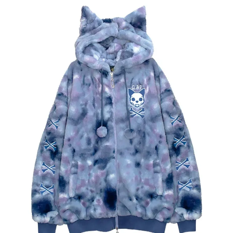 LISTEN FLAVOR Nekomimi Skull Cat Fur Blouson Online