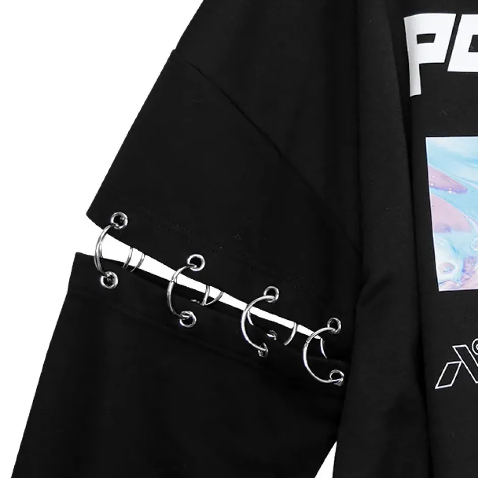 Jackets & Hoodies>LISTEN FLAVOR Paranoia Cat Ring Sleeve Hoodie