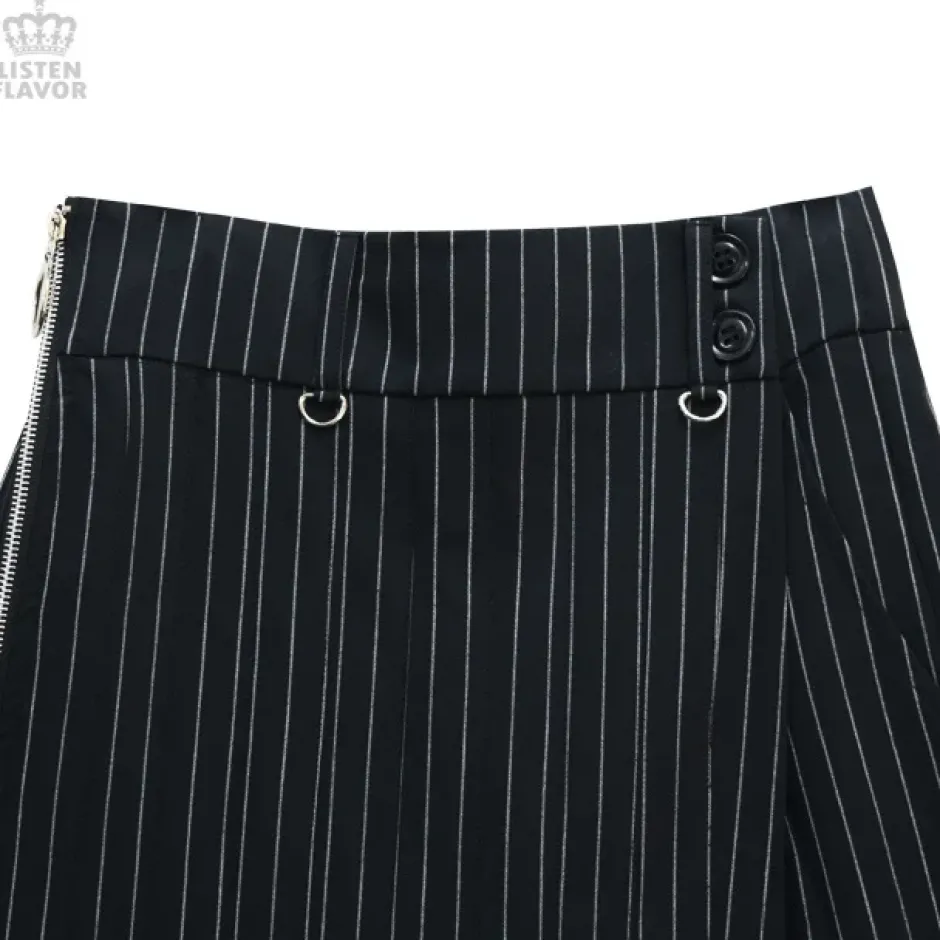 LISTEN FLAVOR Pleated Asymmetrical Gaucho Pants w/ Flap New