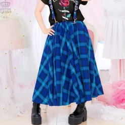 Bottoms>LISTEN FLAVOR Pleated Maxi Skirt w/ Shoulder Straps