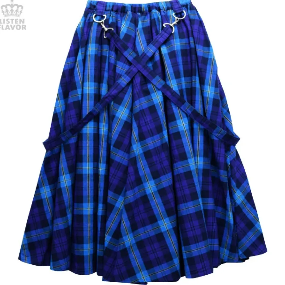 Bottoms>LISTEN FLAVOR Pleated Maxi Skirt w/ Shoulder Straps