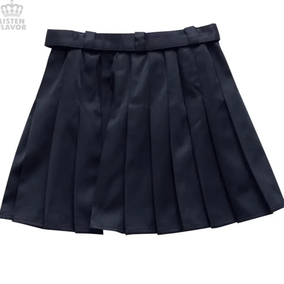 LISTEN FLAVOR Pleated Skirt w/ Belt Online