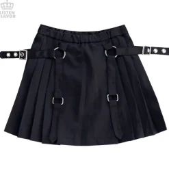 Bottoms>LISTEN FLAVOR Pleated Skirt w/ Side Belts