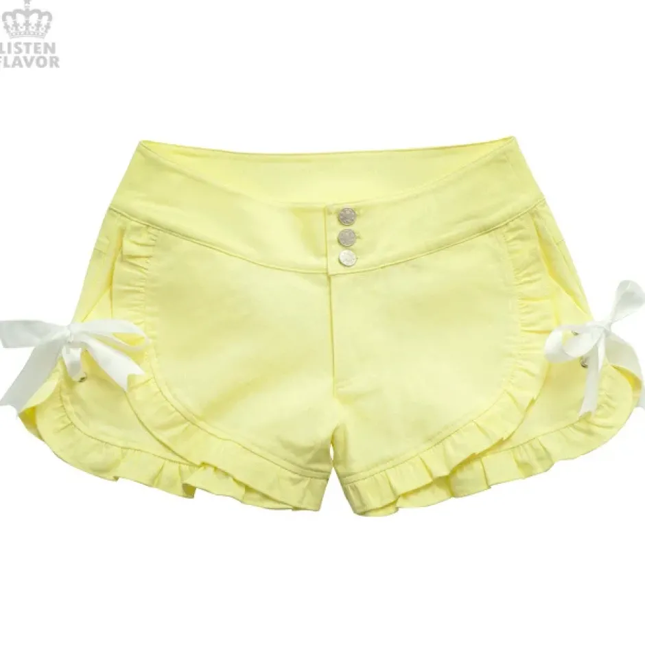 LISTEN FLAVOR Ribbon Frill Shorts Discount
