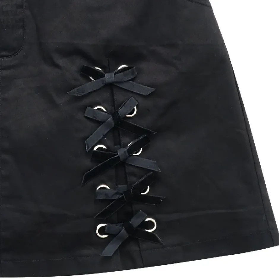 Bottoms>LISTEN FLAVOR Ribbon Trapezoid Skirt