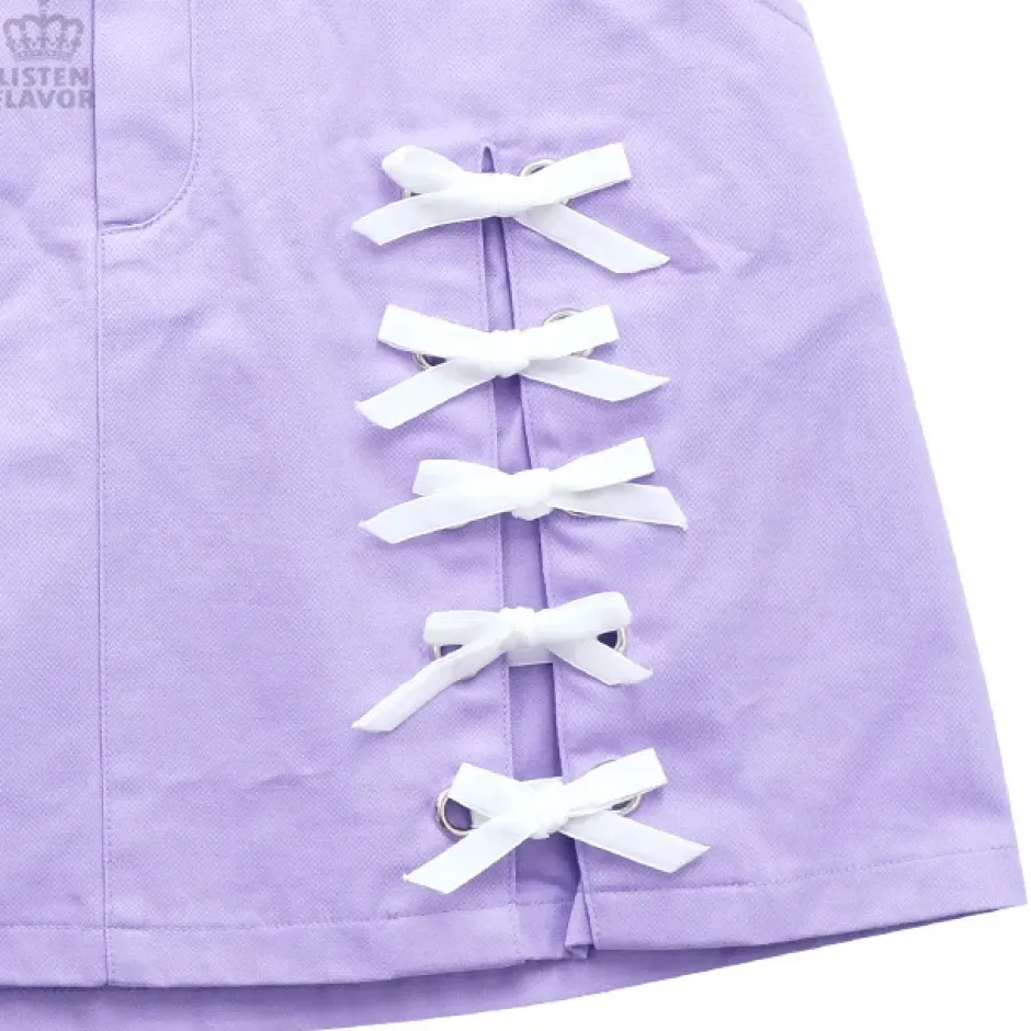 Bottoms>LISTEN FLAVOR Ribbon Trapezoid Skirt
