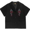 Jackets & Hoodies>LISTEN FLAVOR Rose & Flame Half Sleeve Jacket