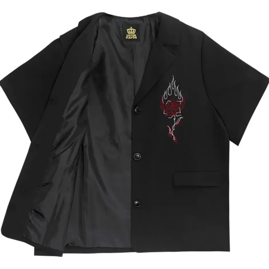 Jackets & Hoodies>LISTEN FLAVOR Rose & Flame Half Sleeve Jacket