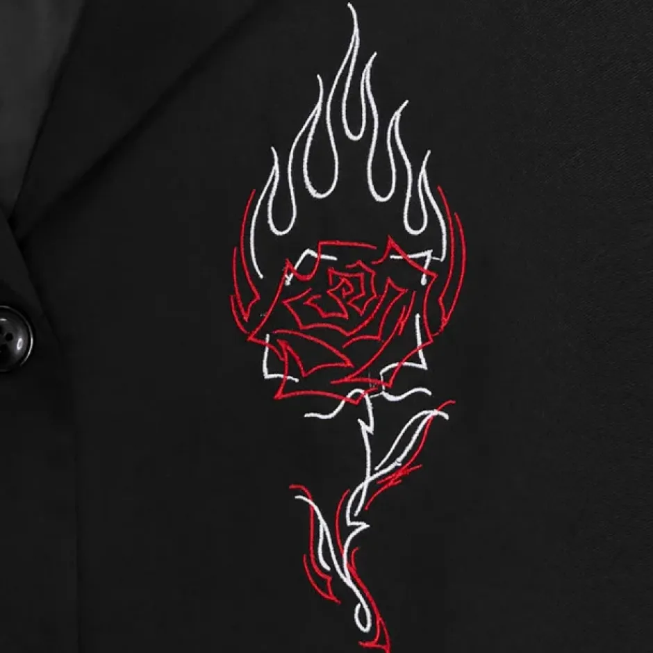 Jackets & Hoodies>LISTEN FLAVOR Rose & Flame Half Sleeve Jacket