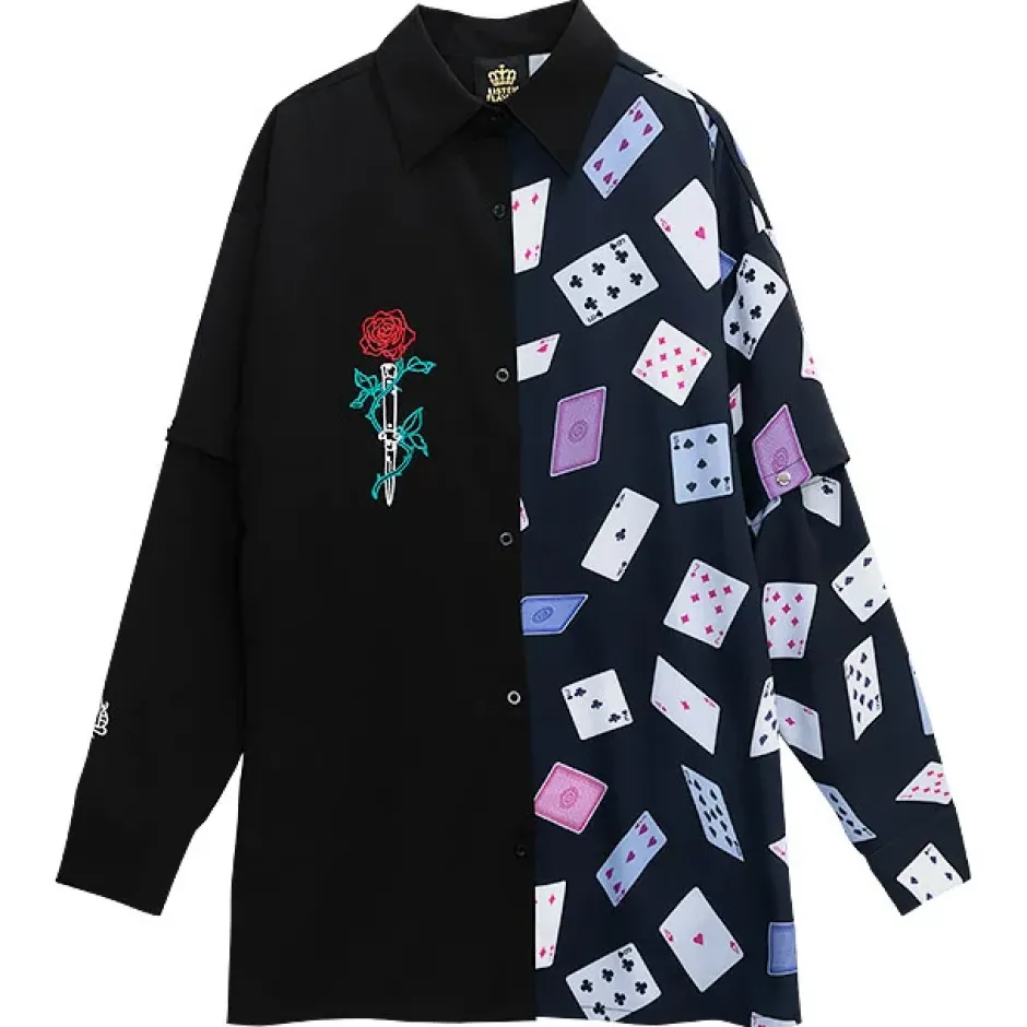 LISTEN FLAVOR Rose & Playing Cards 2-Way Shirt Online