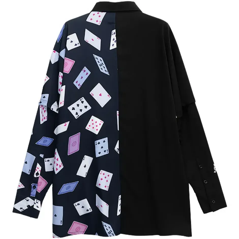 LISTEN FLAVOR Rose & Playing Cards 2-Way Shirt Online