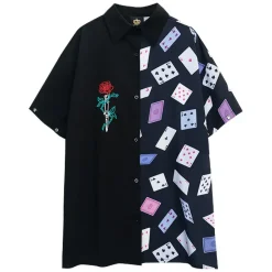 LISTEN FLAVOR Rose & Playing Cards 2-Way Shirt Online