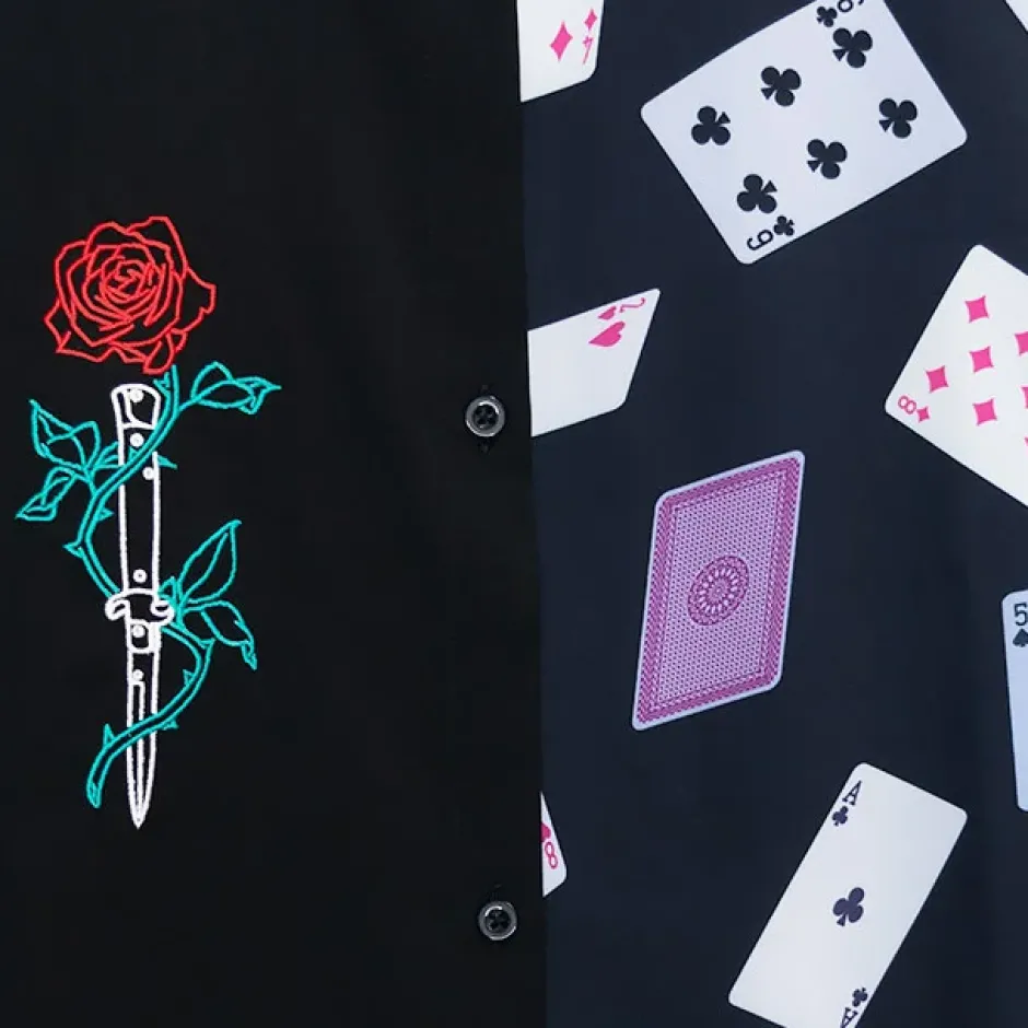 LISTEN FLAVOR Rose & Playing Cards 2-Way Shirt Online