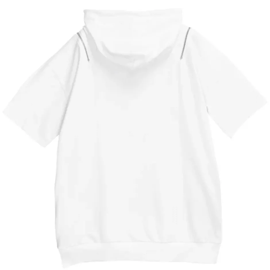 Jackets & Hoodies>LISTEN FLAVOR Safety Pin Bear Shoulder Zip Short Sleeve Hoodie