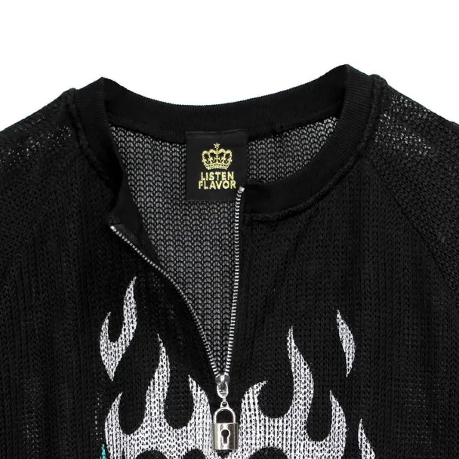 Jackets & Hoodies>LISTEN FLAVOR See-Through Mesh Pullover