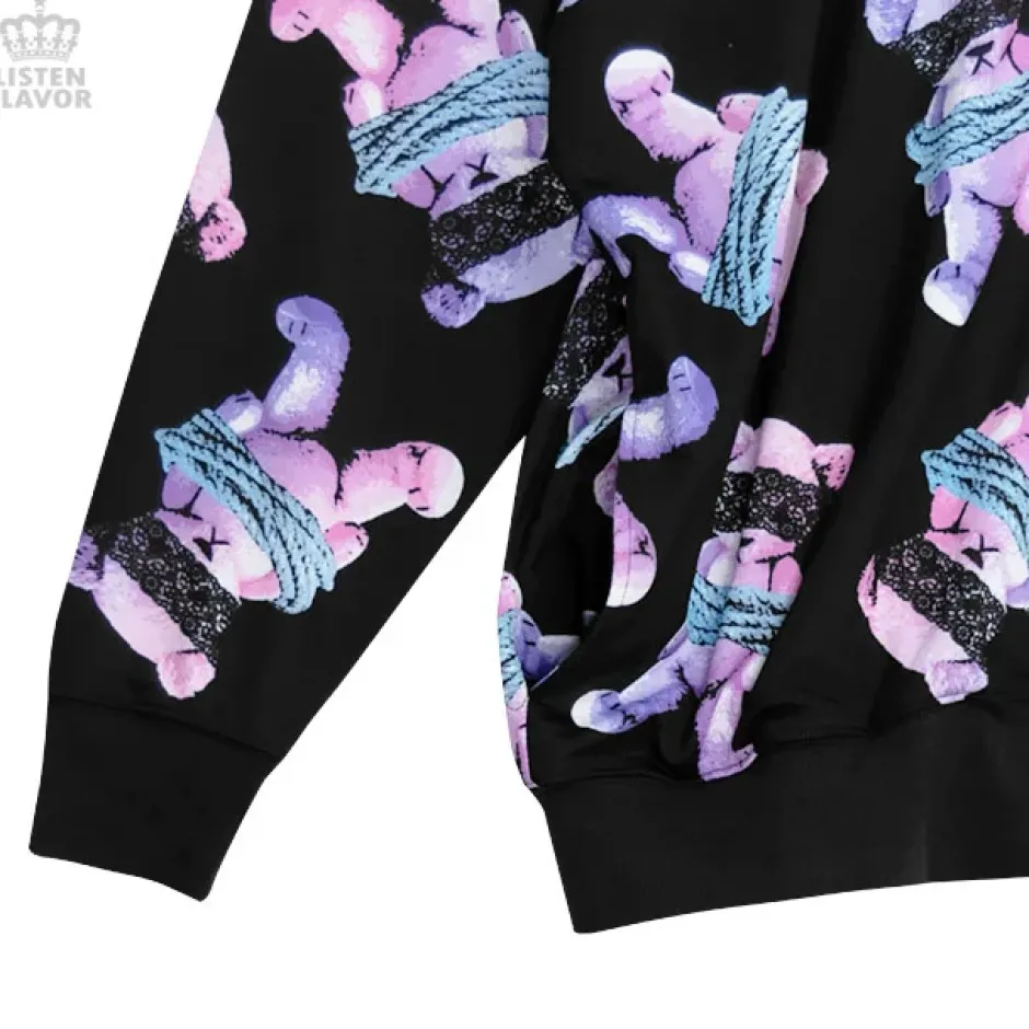 LISTEN FLAVOR Seized Bear Zip-Up Hoodie Online