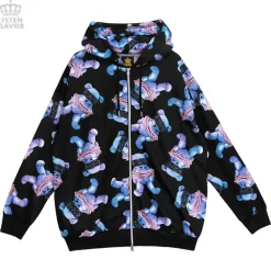 LISTEN FLAVOR Seized Bear Zip-Up Hoodie Online