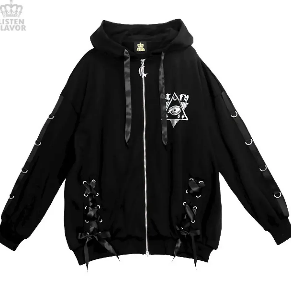 Jackets & Hoodies>LISTEN FLAVOR Shinpi no Hitomi Lace-Up Hoodie