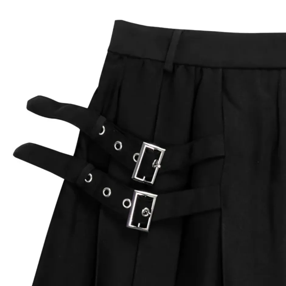 LISTEN FLAVOR Side Belt Pleated Skirt Online
