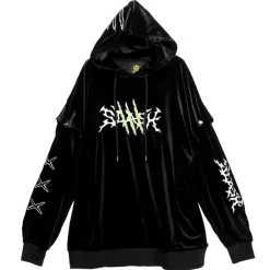 Jackets & Hoodies>LISTEN FLAVOR Slash 2-way Velour Hoodie