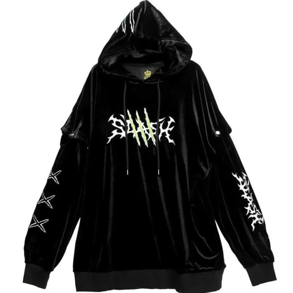Jackets & Hoodies>LISTEN FLAVOR Slash 2-way Velour Hoodie