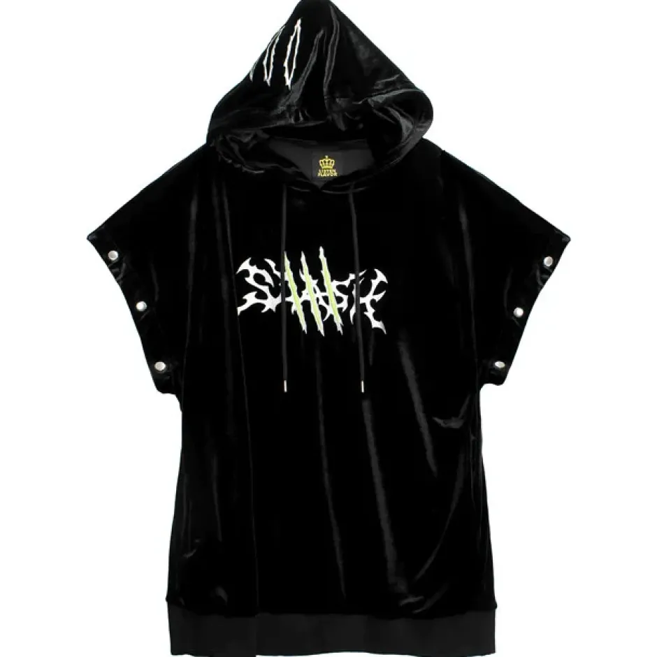 Jackets & Hoodies>LISTEN FLAVOR Slash 2-way Velour Hoodie