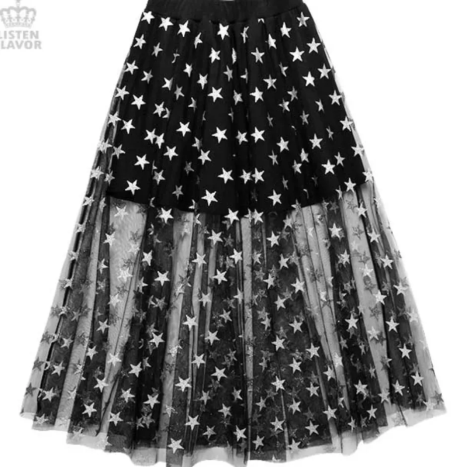 LISTEN FLAVOR Star Tulle Layered Skirt Discount
