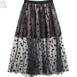 LISTEN FLAVOR Star Tulle Layered Skirt Hot