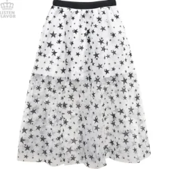 LISTEN FLAVOR Star Tulle Layered Skirt Hot