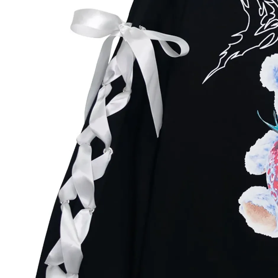 LISTEN FLAVOR Strawberry Bear Lace-Up Sleeve Pullover Online