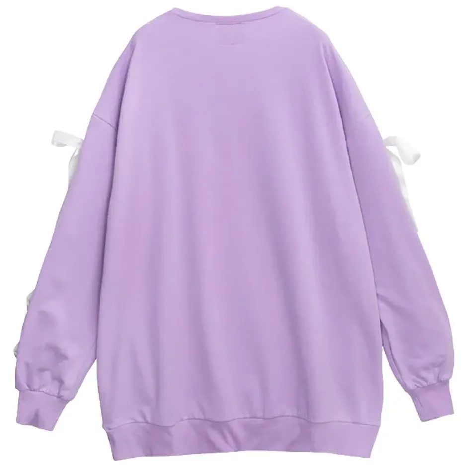 LISTEN FLAVOR Strawberry Bear Lace-Up Sleeve Pullover Online
