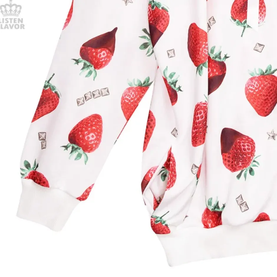 LISTEN FLAVOR Strawberry Chocolate Zip Hoodie Sale