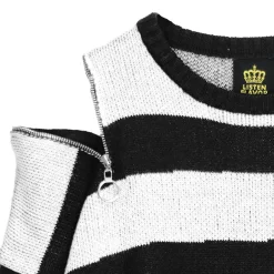 LISTEN FLAVOR Tear-off Scissors Striped Knit