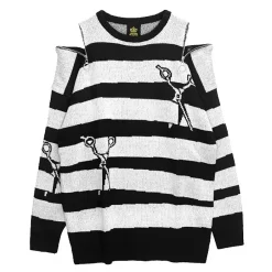LISTEN FLAVOR Tear-off Scissors Striped Knit