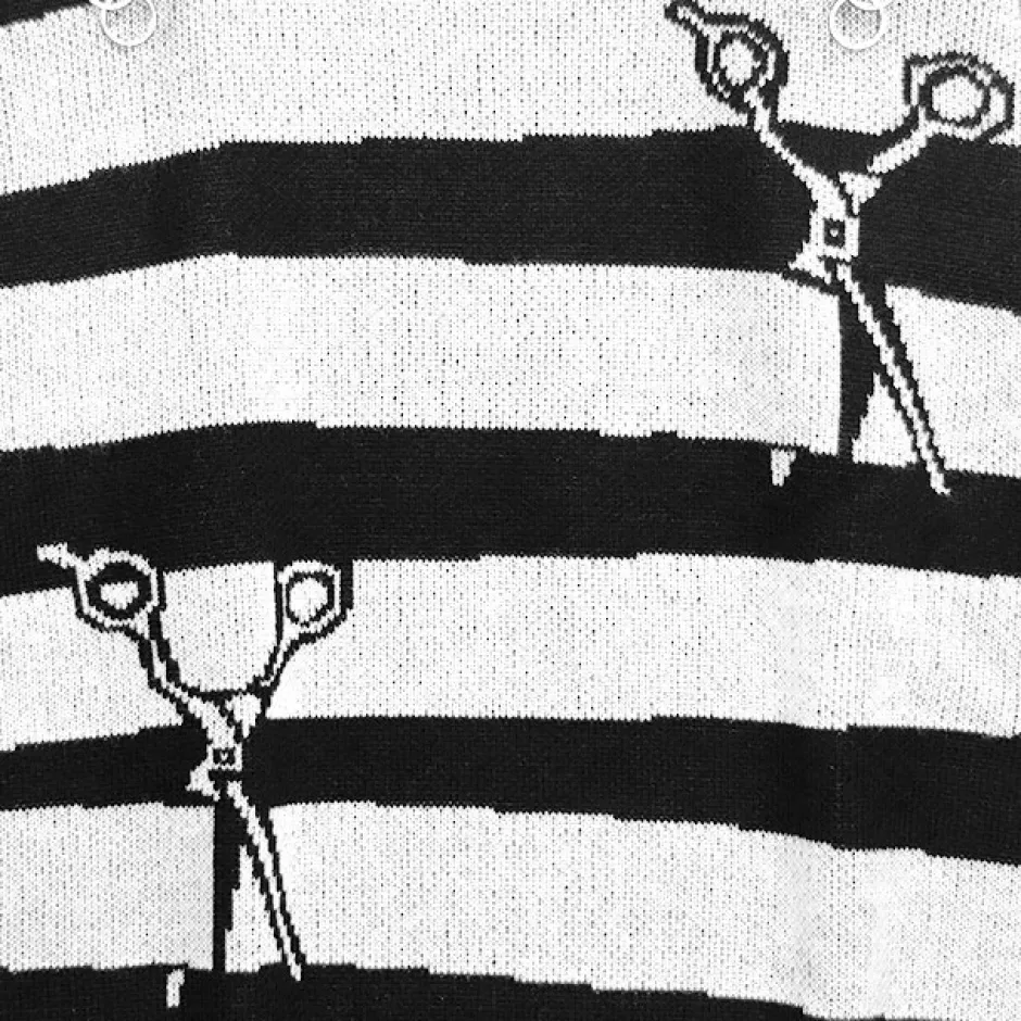 LISTEN FLAVOR Tear-off Scissors Striped Knit
