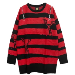 LISTEN FLAVOR Tear-off Scissors Striped Knit