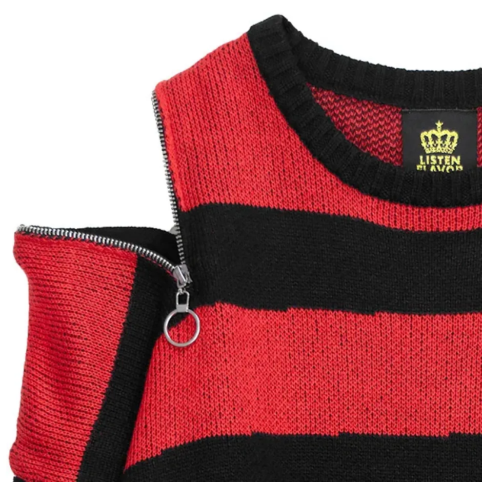 LISTEN FLAVOR Tear-off Scissors Striped Knit