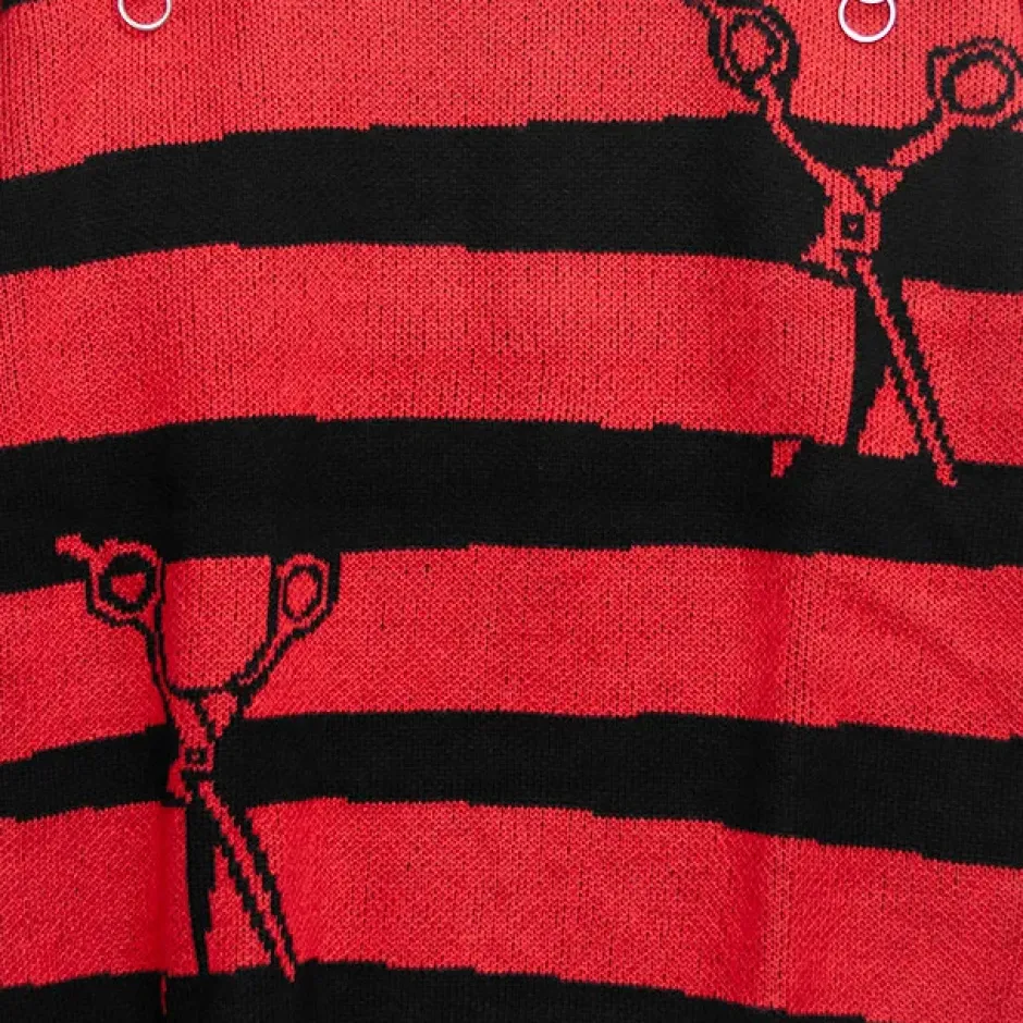 LISTEN FLAVOR Tear-off Scissors Striped Knit