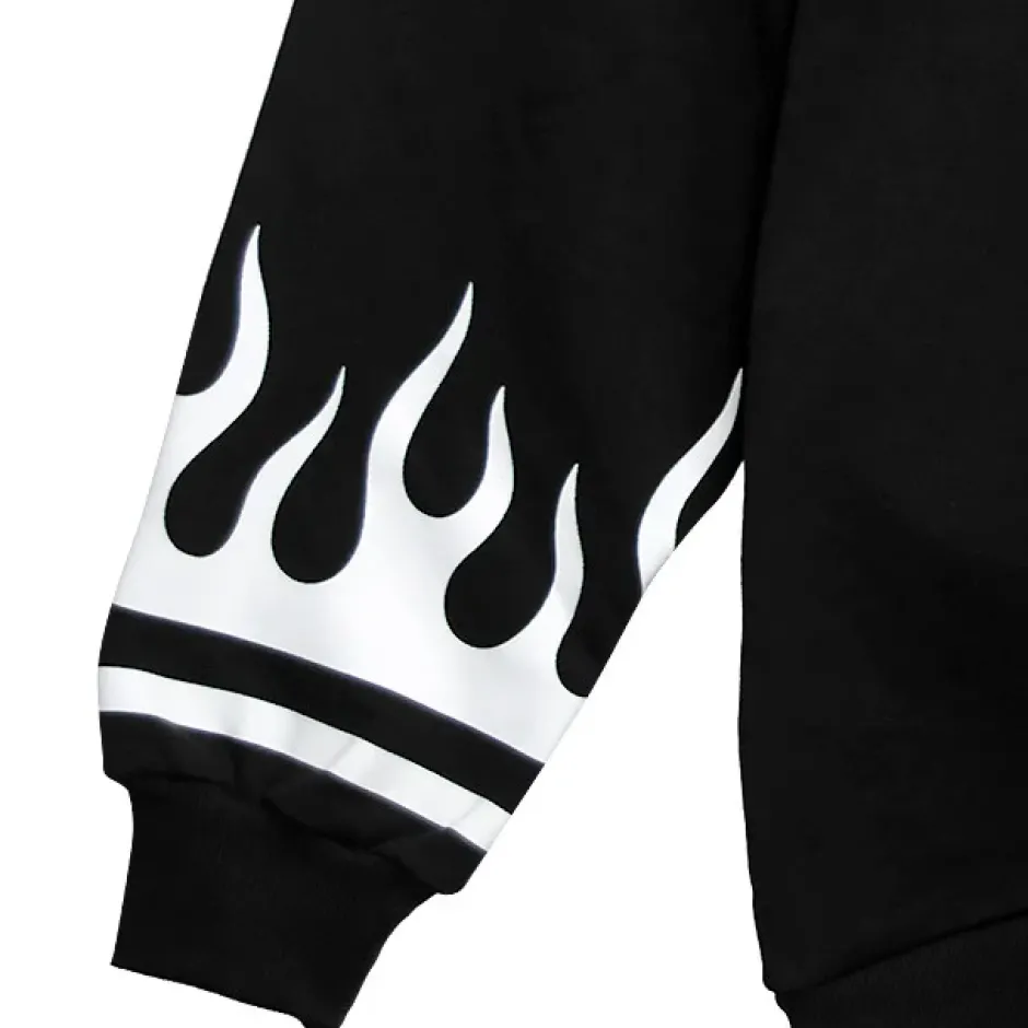 Jackets & Hoodies>LISTEN FLAVOR Tiger and Fire Horn Pad Zip Hoodie