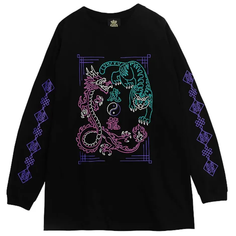 Tops>LISTEN FLAVOR Tiger Dragon China Long Sleeve T-Shirt
