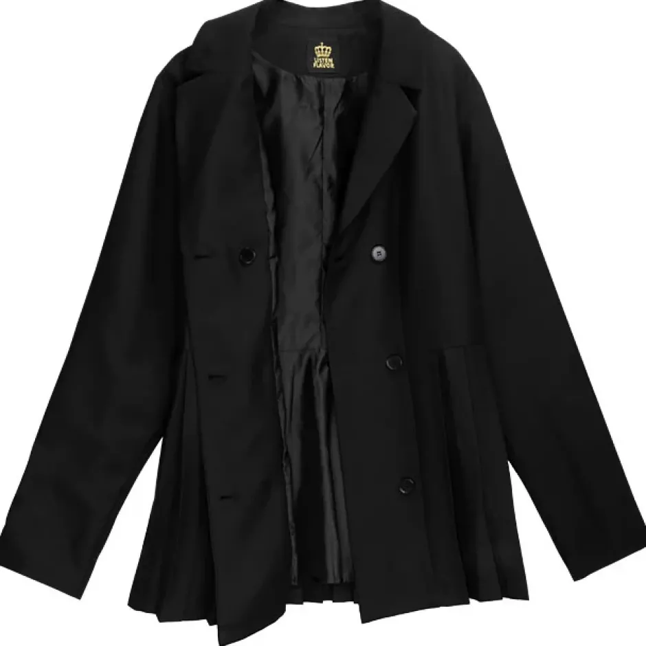 Jackets & Hoodies>LISTEN FLAVOR Trenchcoat-Style Pleated Jacket