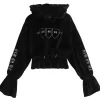 LISTEN FLAVOR Triple Heart Velour Short Hoodie Clearance