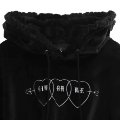 LISTEN FLAVOR Triple Heart Velour Short Hoodie Clearance